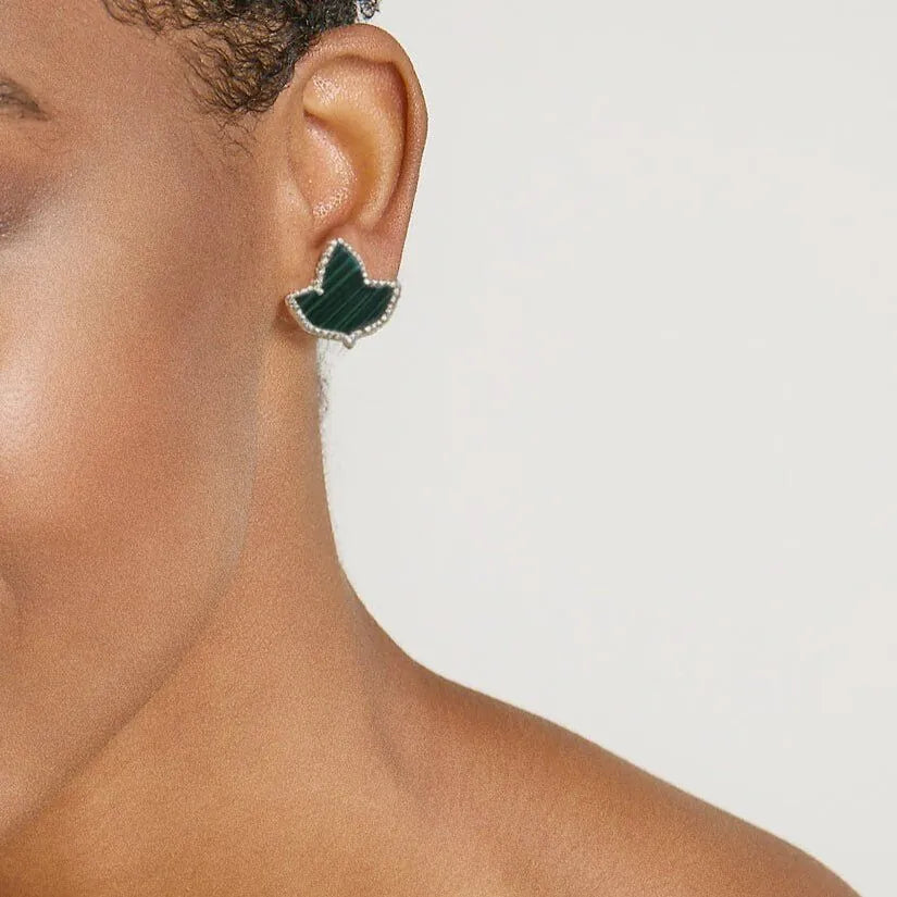Sterling Silver Malachite Ivy Earrings