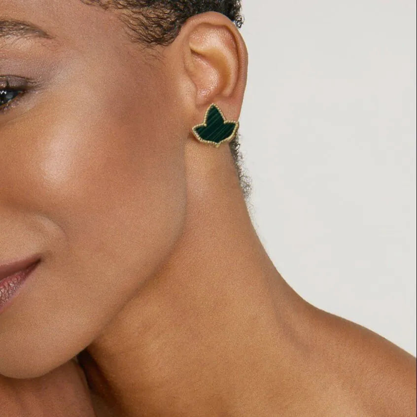 Sterling Silver Malachite Ivy Earrings - Gratia Pearl