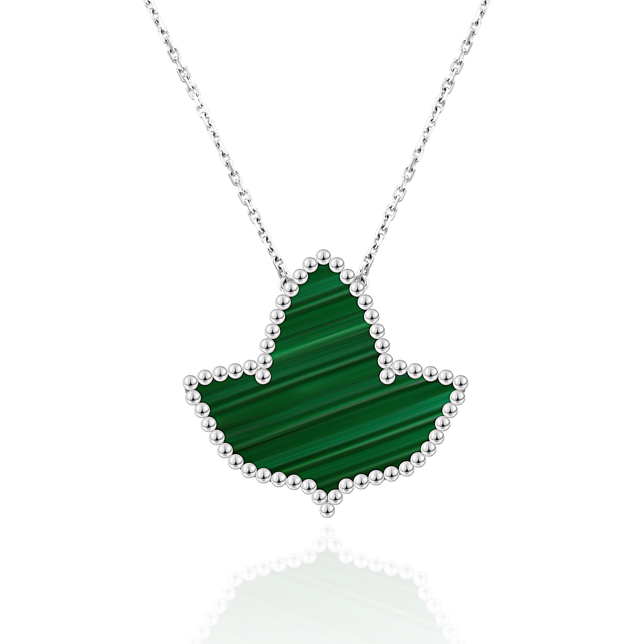 Sterling Silver Malachite Ivy Necklace - Gratia Pearl