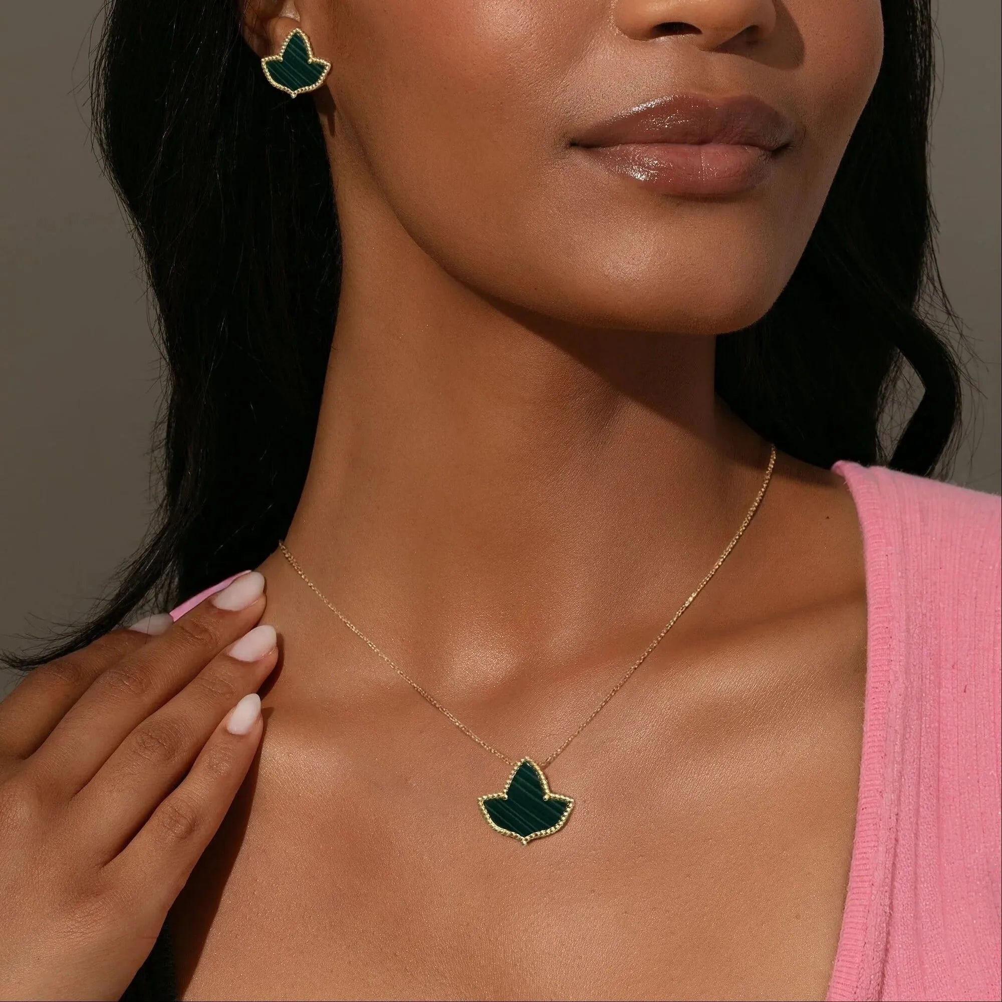 AKA Malachite Ivy Necklace 24K Gold Plated