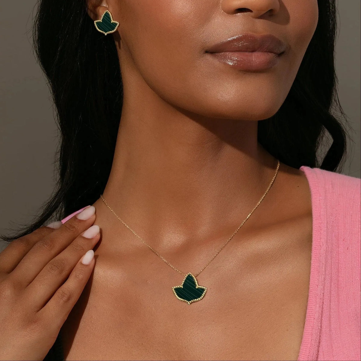 24K Gold Malachite Ivy Necklace | Alpha Kappa Alpha AKA | Gratia Pearl