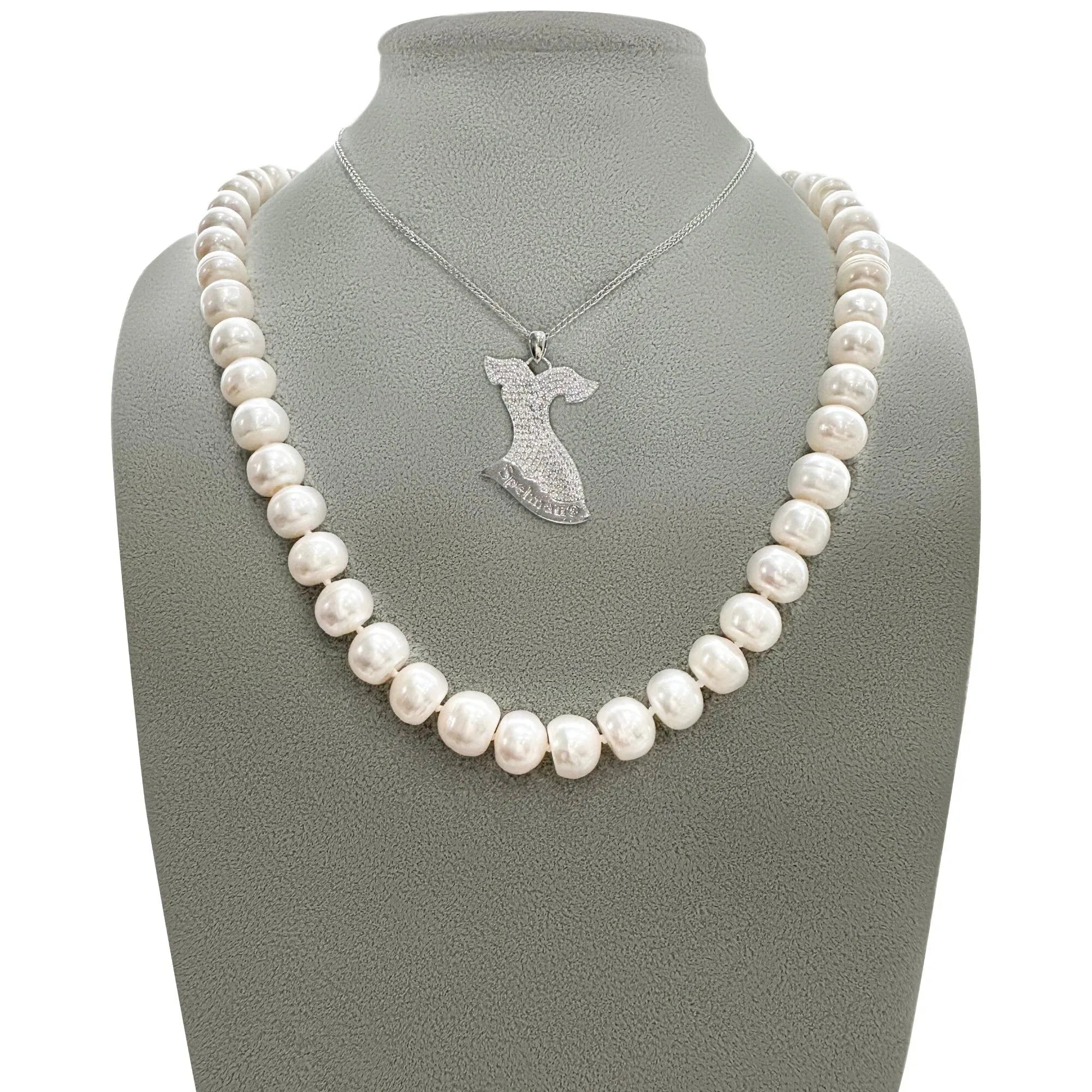 Sterling Silver White Dress Pendant (Chain Sold Separately)