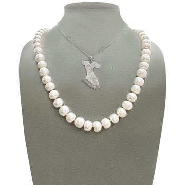 Sterling Silver White Dress Pendant (Chain Sold Separately)