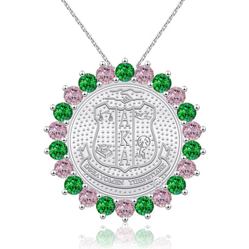 Sunburst AKA Shield Pink and Green Pendant Sterling Silver (Chain Sold Separately)