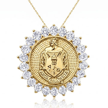Sunburst ΔΣΘ Crest Pendant Gold Vermeil (Chain Sold Separately) - Delta Sigma Theta
