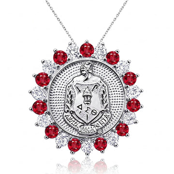 Sunburst ΔΣΘ Crest Pendant with Ruby (Chain Sold Separately) - Delta Sigma Theta