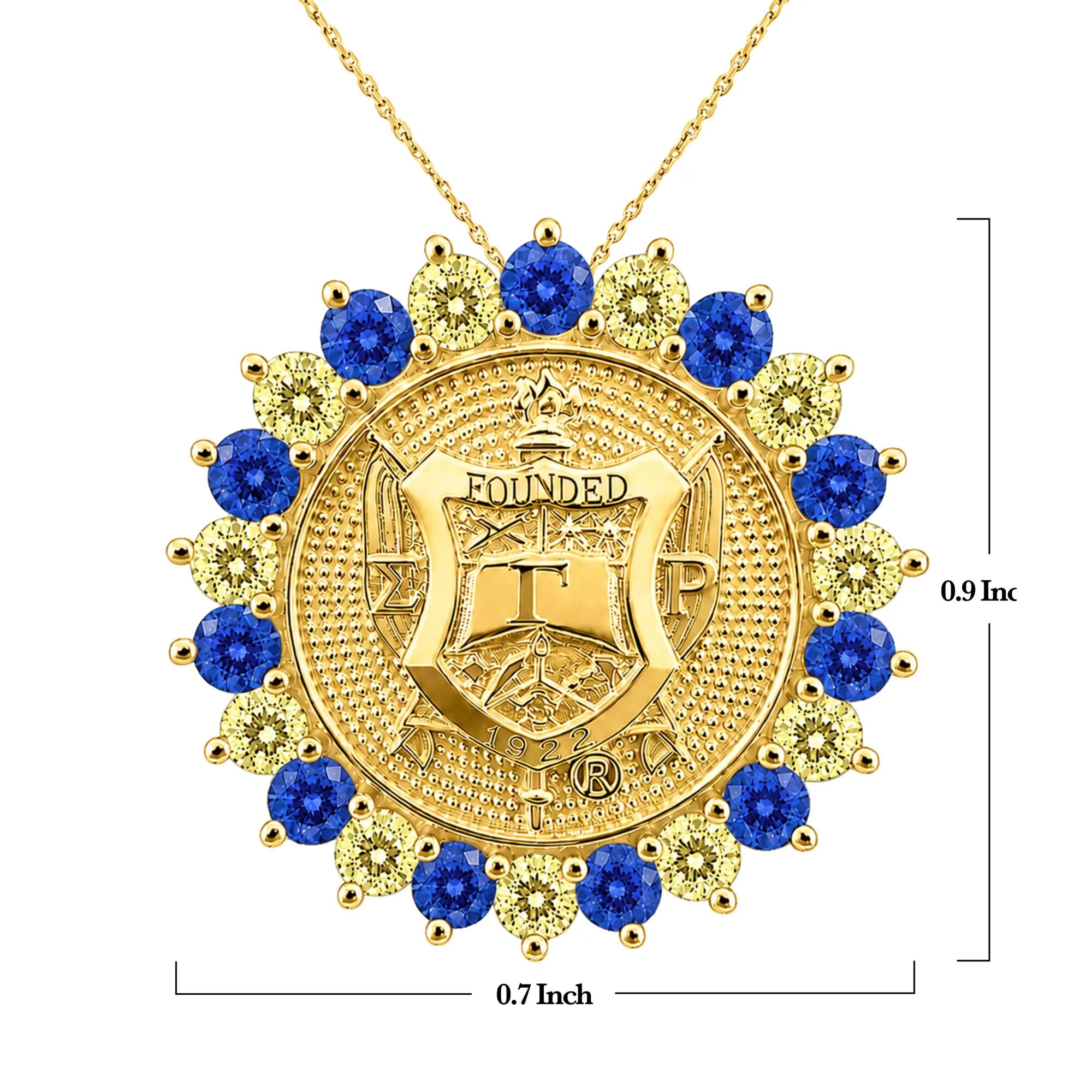 Sunburst SGRHO Gold Pendant with Blue and Gold Zirconia (Chain Sold Separately)