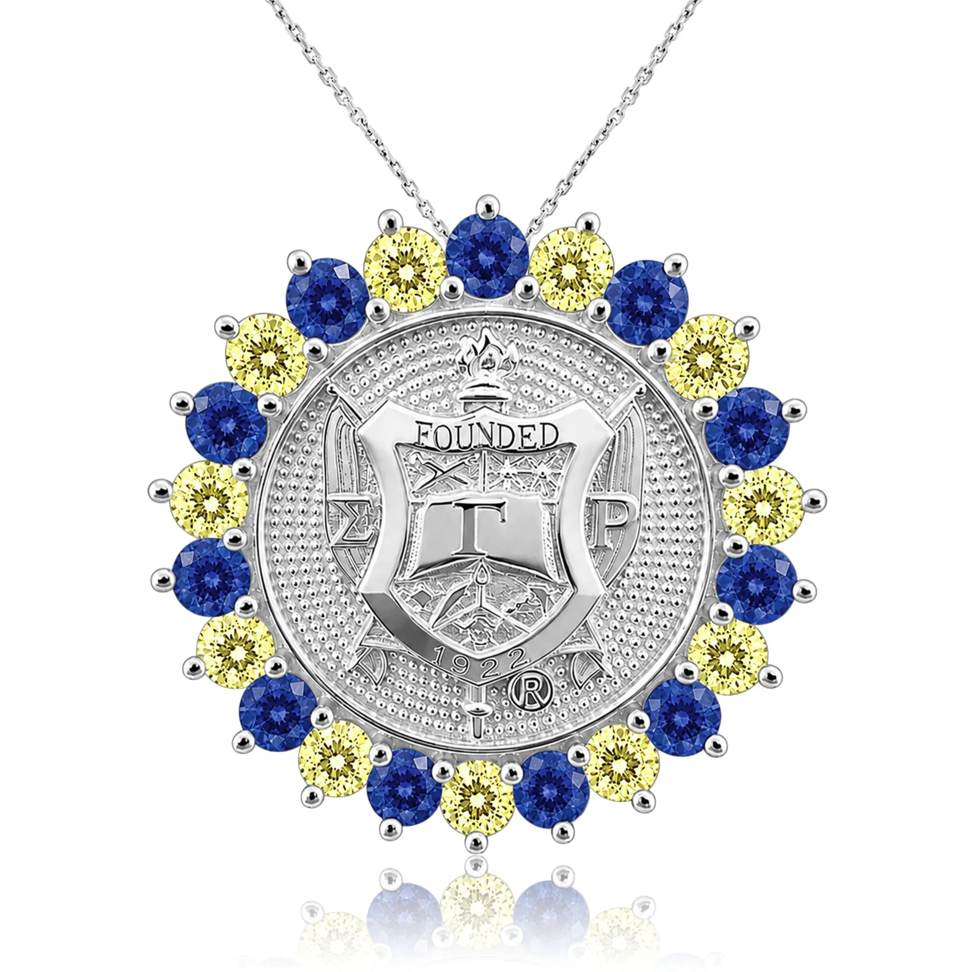 Sunburst SGRHO Shield Blue and Gold Pendant Sterling Silver (Chain Sold Separately)
