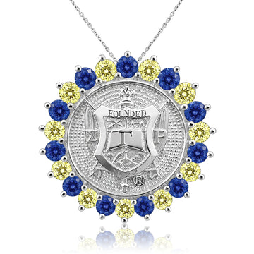 Sunburst SGRHO Shield Blue and Gold Pendant Sterling Silver (Chain Sold Separately)