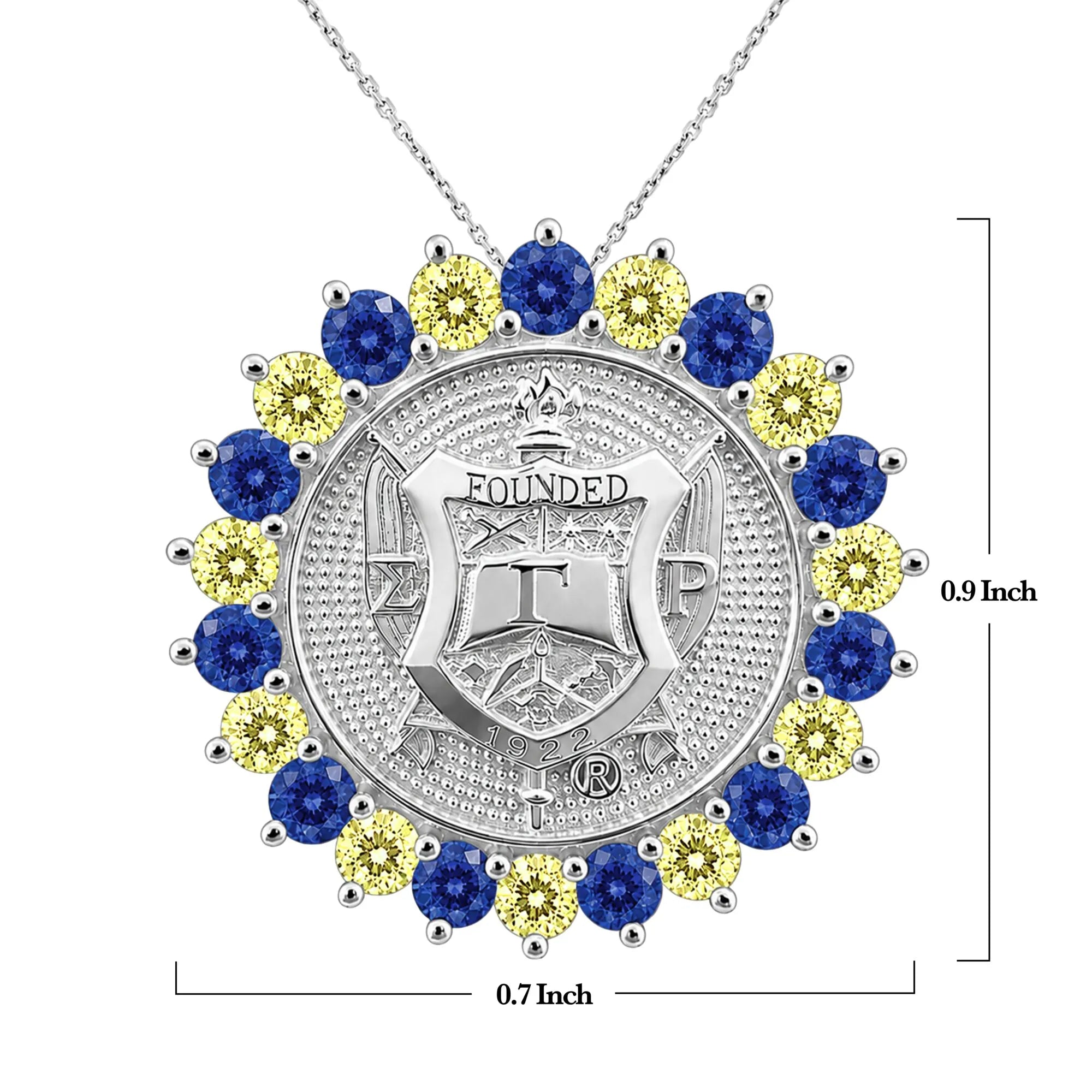 Sunburst SGRHO Shield Blue and Gold Pendant Sterling Silver (Chain Sold Separately)