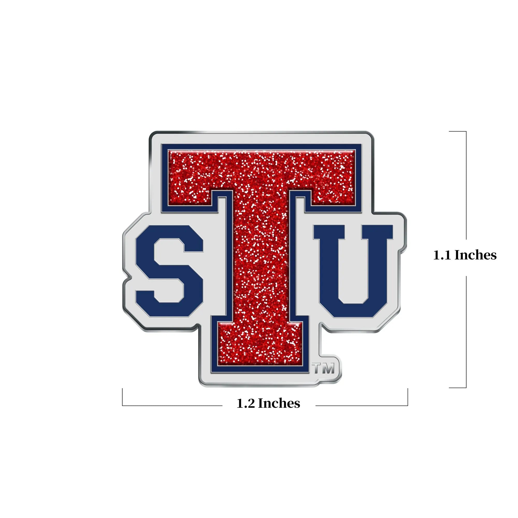 Tennessee State University Pin – Front view with dimensions overlay