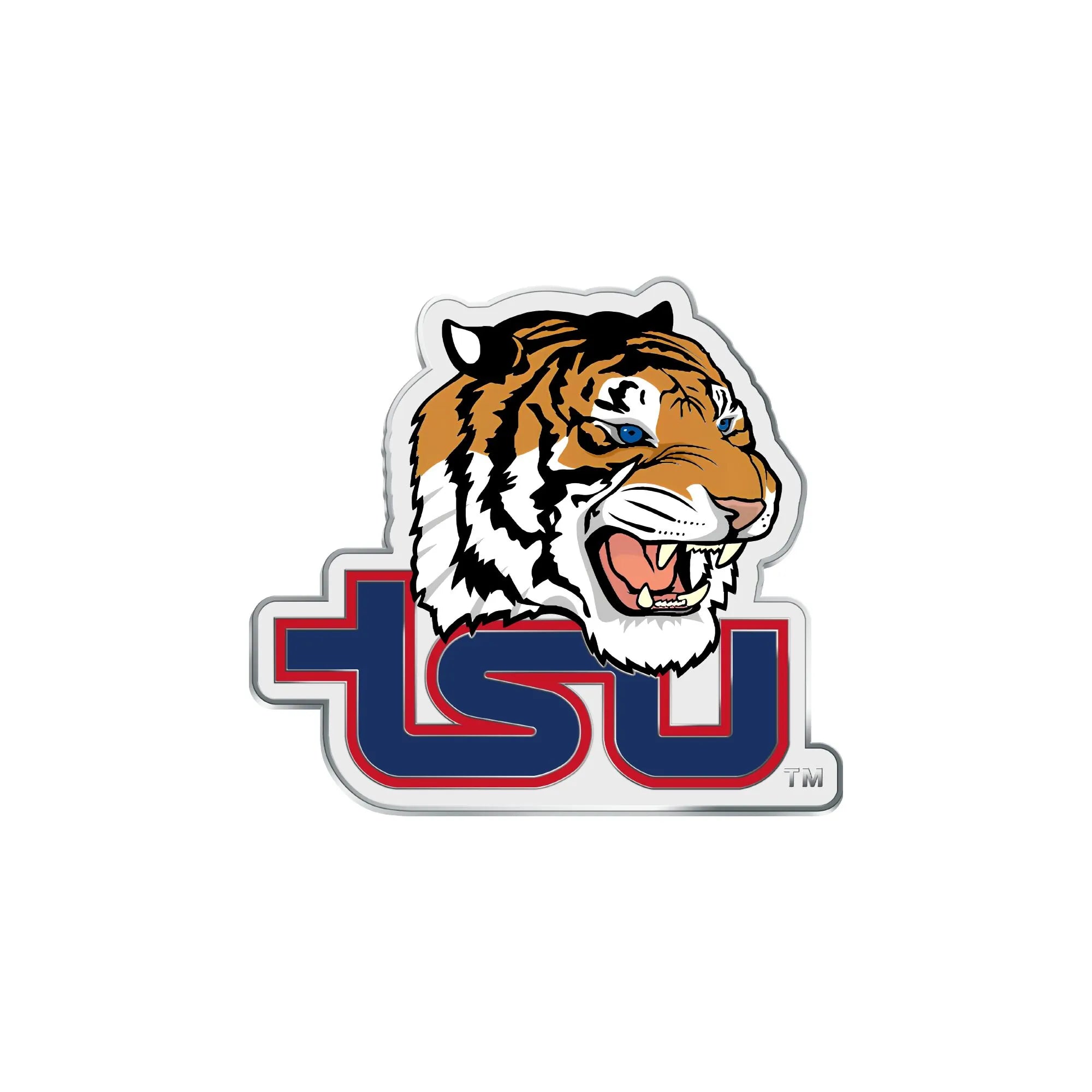 Tennessee State University Tiger Pin – Front view, silver-plated, pin