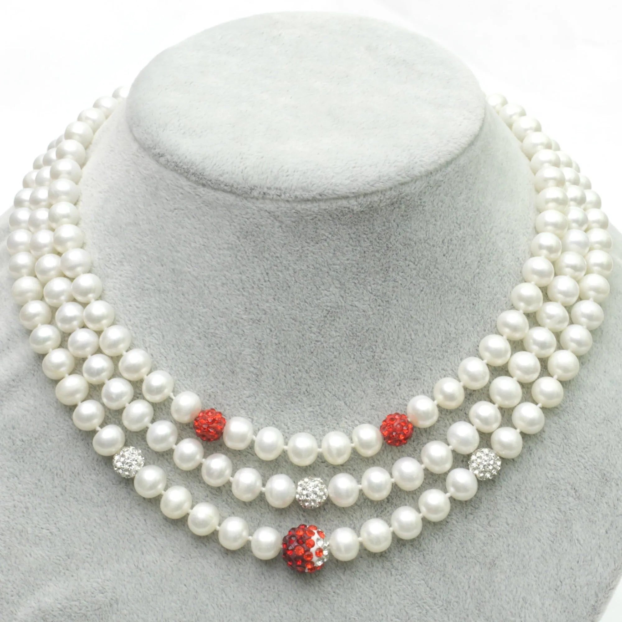 Three Strand Fireball Necklace - Gratia Pearl