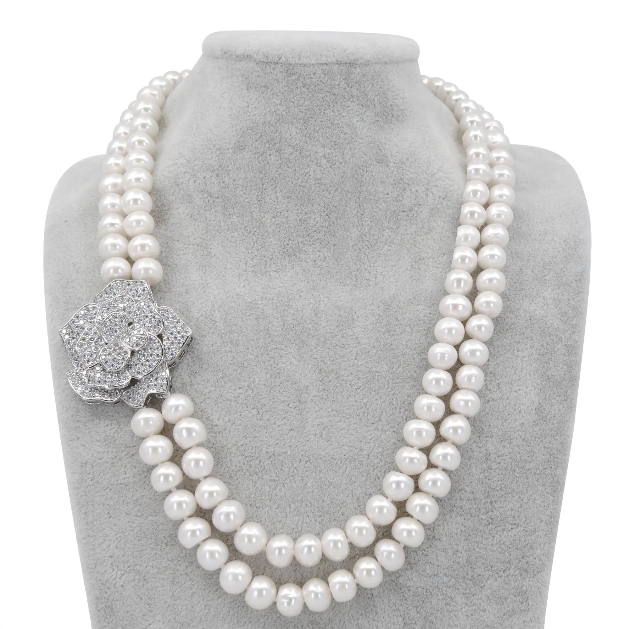 White Rose Natural Pearl Necklace - Gratia Pearl