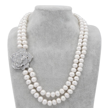 White Rose Natural Pearl Necklace - Gratia Pearl