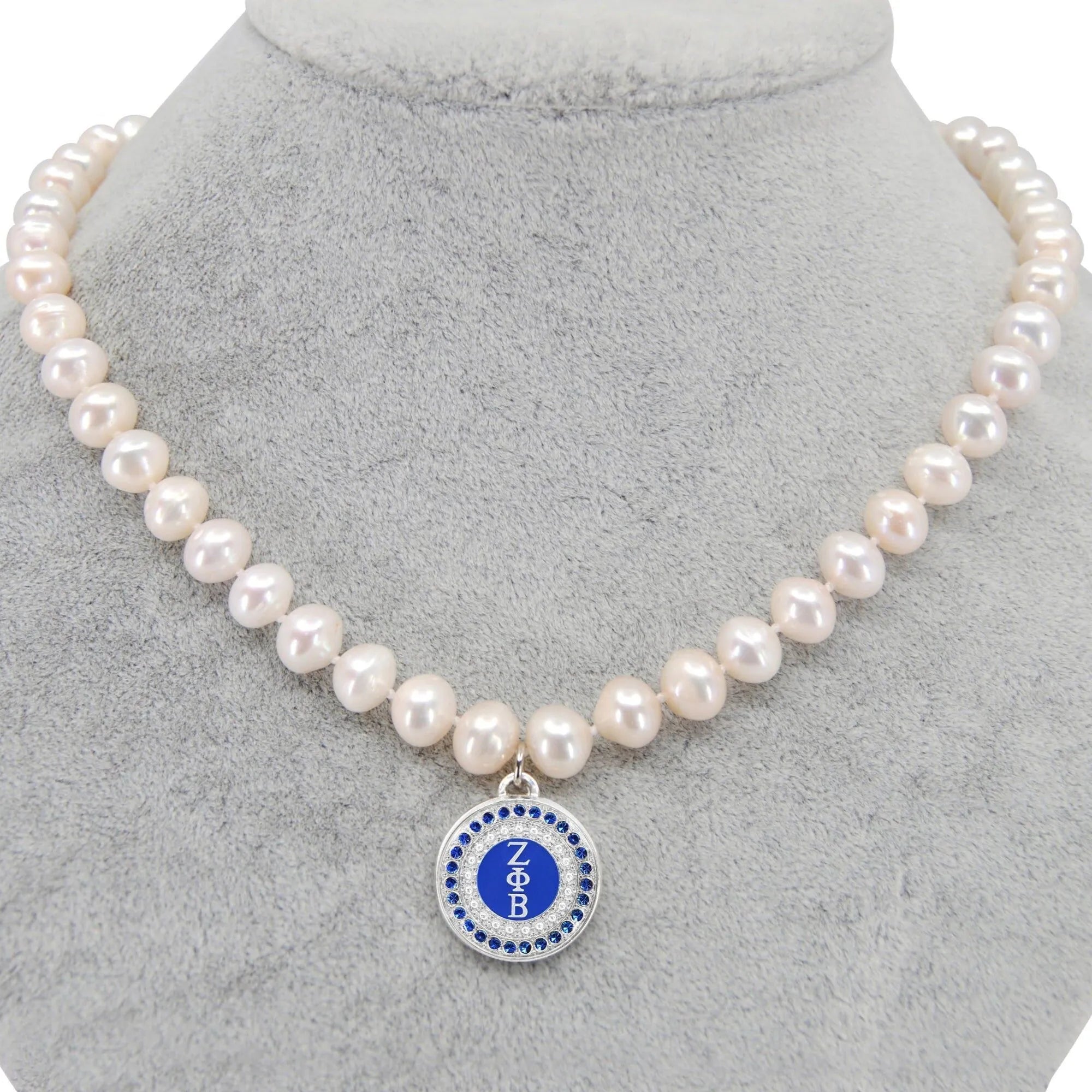 ZPhiB Charm Natural Pearl Necklace | Zeta Sorority Necklace