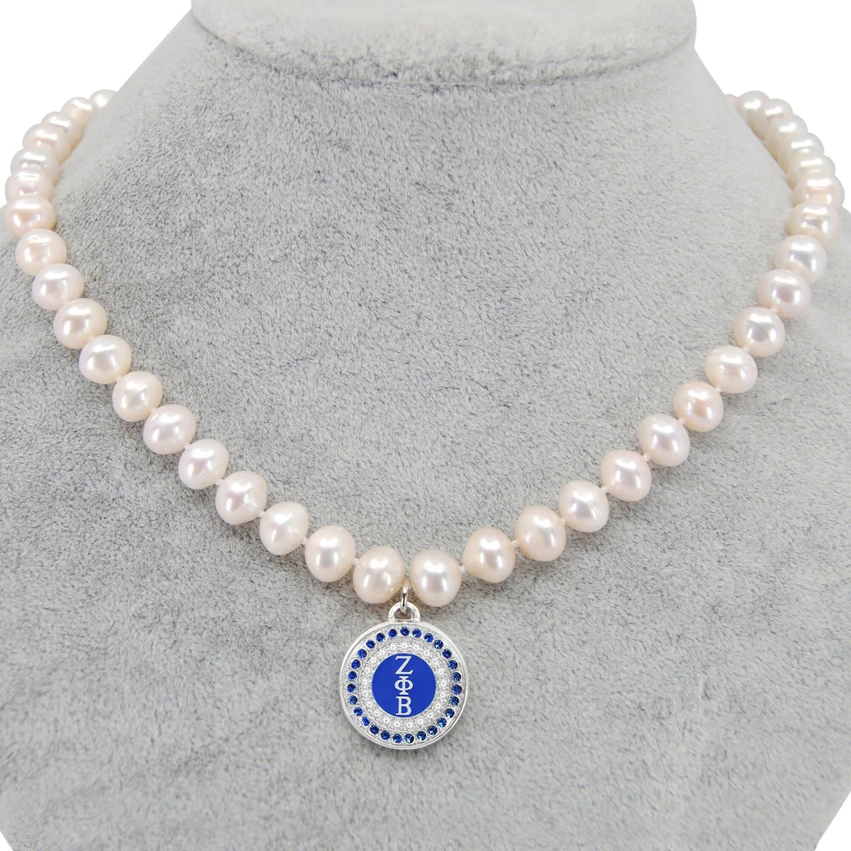 ZPhiB Charm Natural Pearl Necklace | Zeta Sorority Necklace