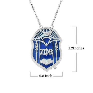 ZPHIB Shield Blue Chalcedony Sterling Silver Necklace