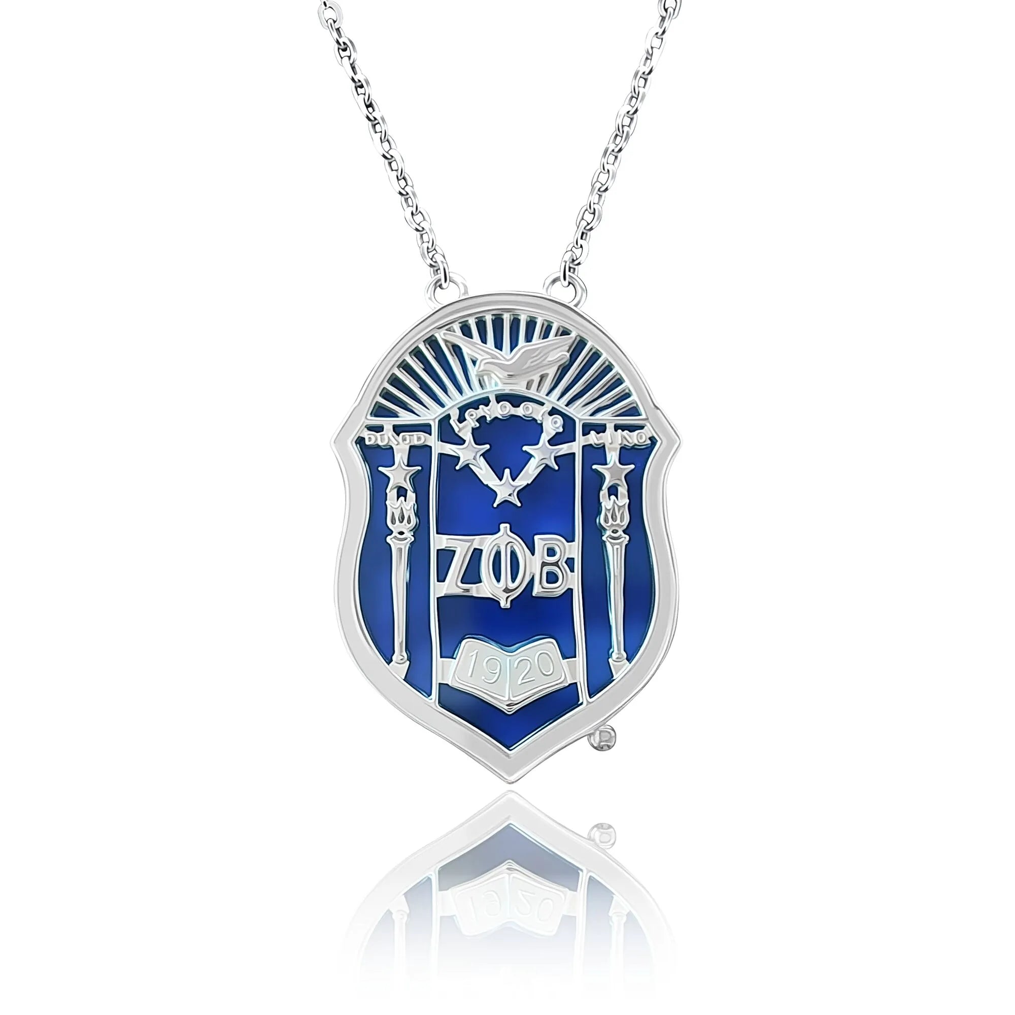 ZPHIB Shield Blue Chalcedony Sterling Silver Necklace