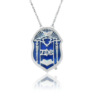 ZPHIB Shield Blue Chalcedony Sterling Silver Necklace