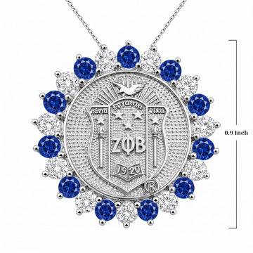 Sunburst ZPHIB Shield Pendant with Royal Blue Zirconia (Chain Sold Separately)