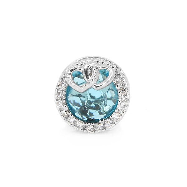 Light Blue Radiant charm with Hearts