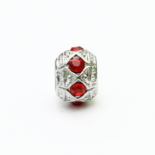 Silver Charm With Red Stone