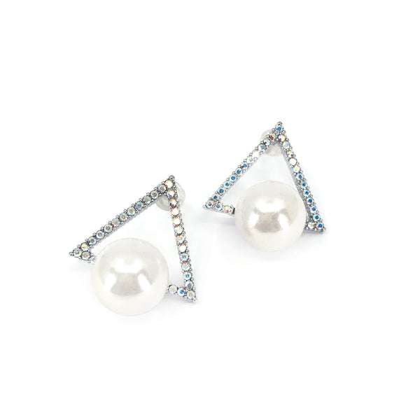 Triangle Pearl Earrings