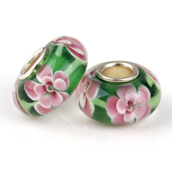 Pink and Green Murano Glass Charm