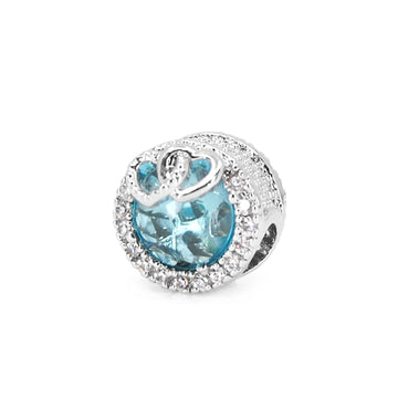 Light Blue Radiant charm with Hearts - Gratia Pearl