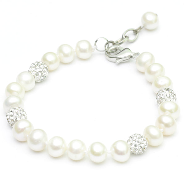 Silver Fireball Pearl Bracelet